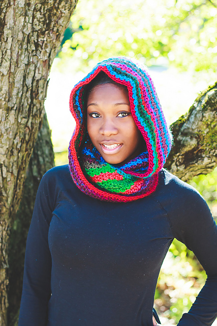 Multi-Colored Hooded Cowl