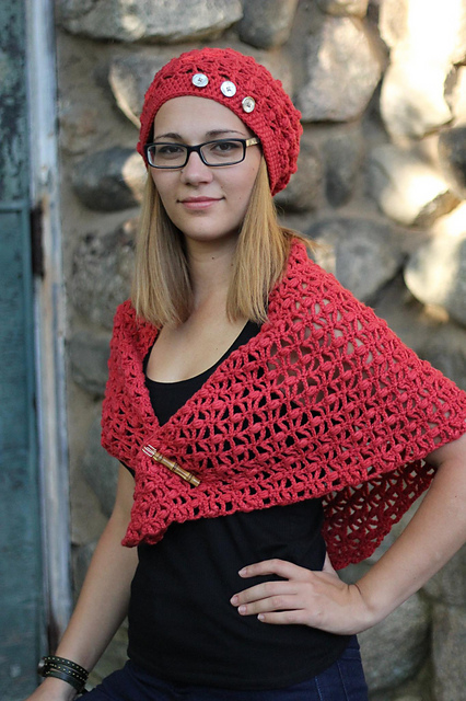 Rouge Hat and Shawl