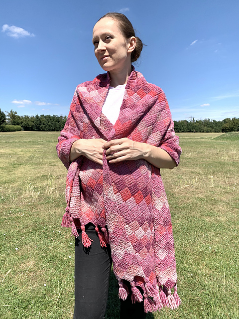 Rose Dreams Entrelac Shawl