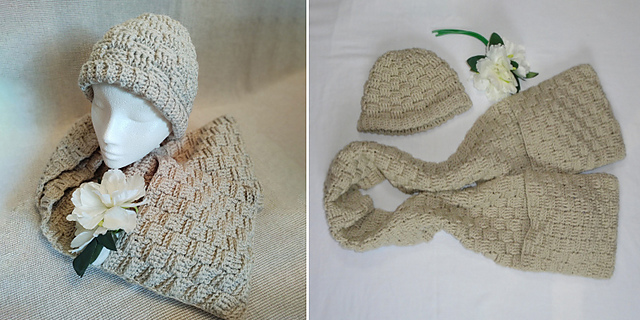Basket Weave Hat and Pocket Scarf