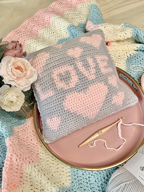 Love Hearts Tapestry Pillow