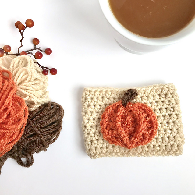 Pumpkin coffee cozy