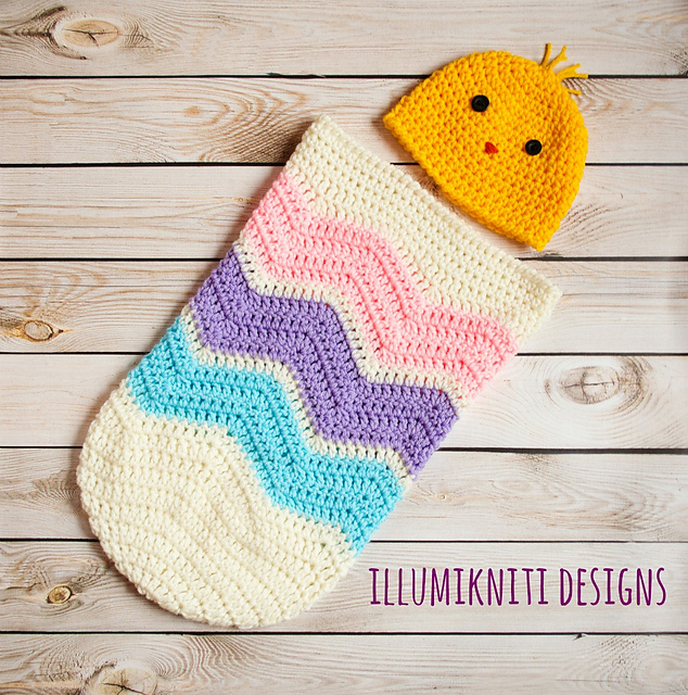 Easter Egg Chevron Cocoon and Baby Chick Set