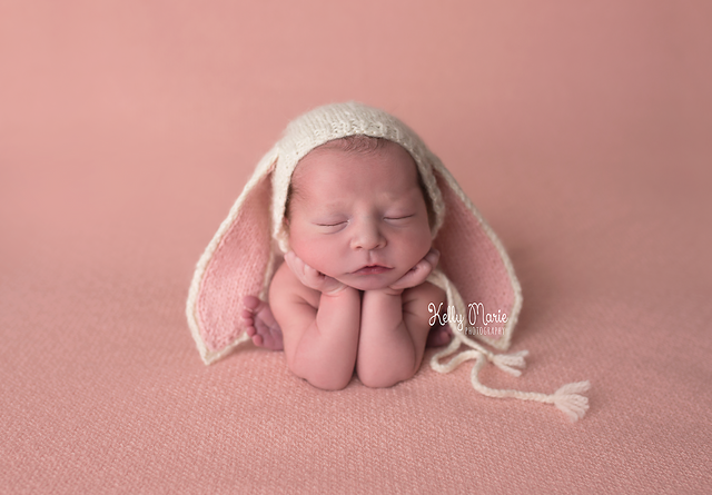 Bunny Bonnet Photography Prop - Knit Version