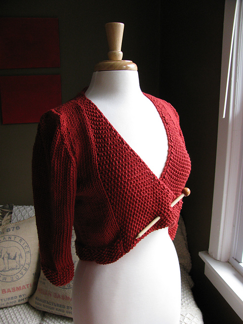 Twin Leaf Lace Cardi--with seed stitch trim