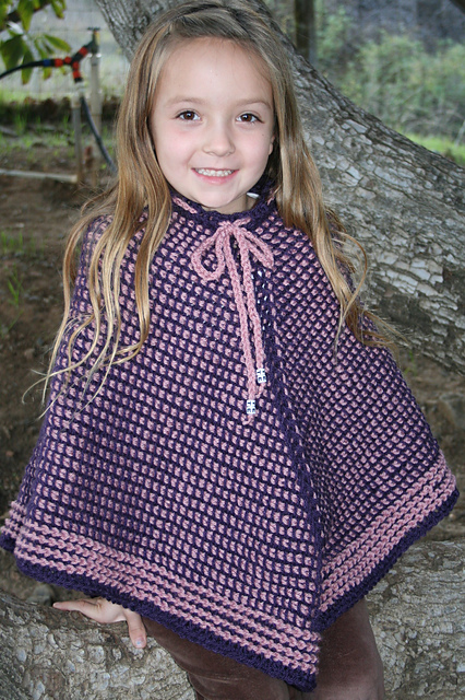 Girl's Tunisian Poncho