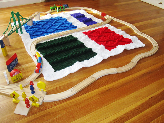 Cabled Color Blocks Afghan