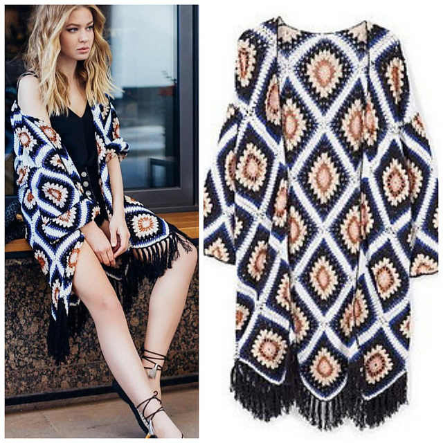 G Square Fringe Hem Cardigan.