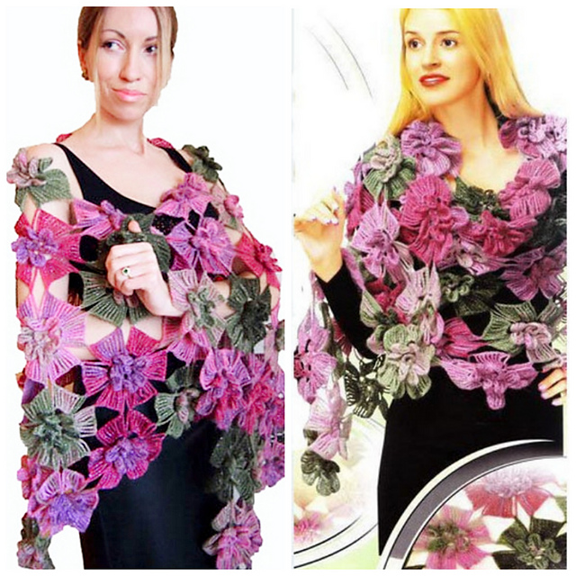 Floral lace shawl
