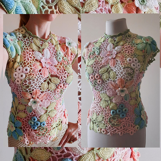 CaNARi remake antiqe crochat lace blouce（Victorian Lace