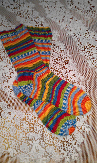 Self-Patterning Worsted Flap and Gusset Sock