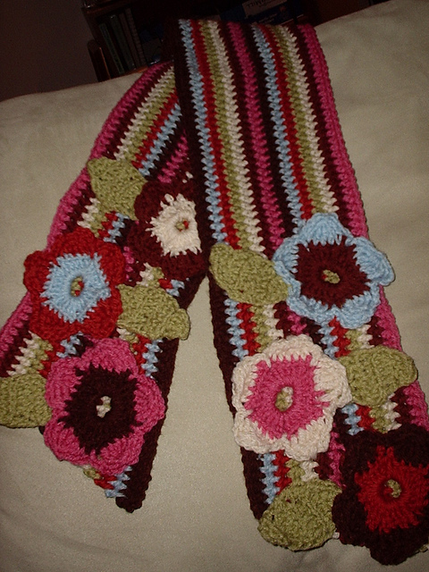 Floral Striped Scarf