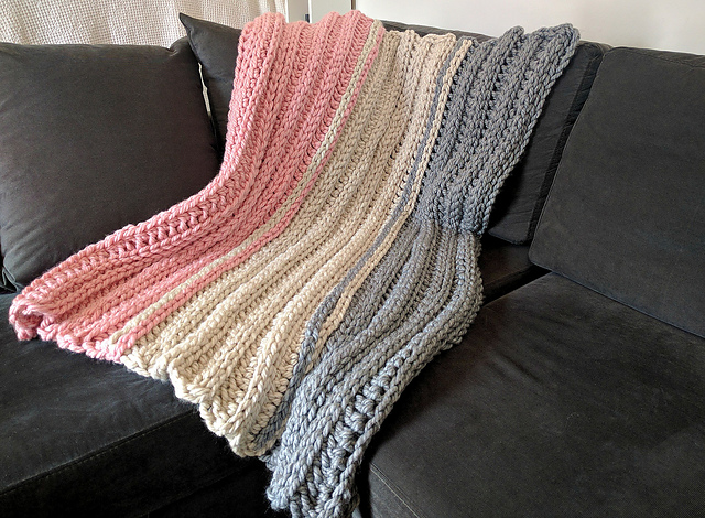 Chunky Ribbed, Color Block Blanket