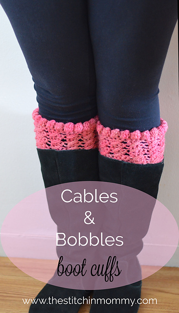 Cables and Bobbles Boot Cuffs