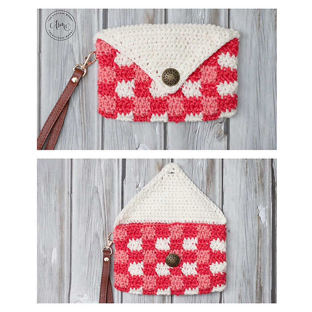 Coral Chic Plaid Wristlet