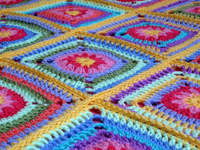 Tutti Frutti Daisy Granny Square Blanket