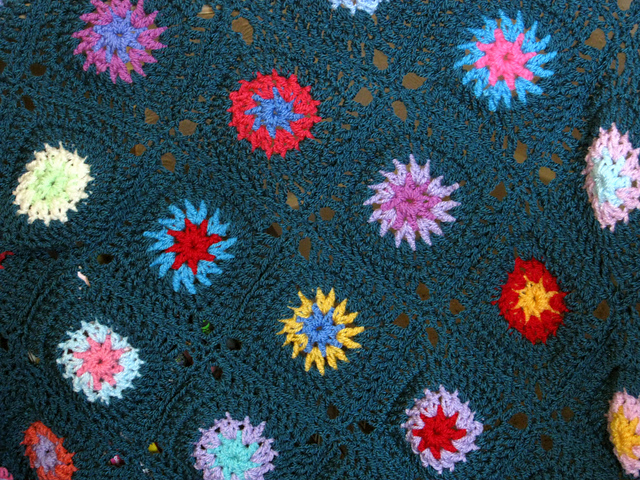 Teal Starburst Granny Blanket