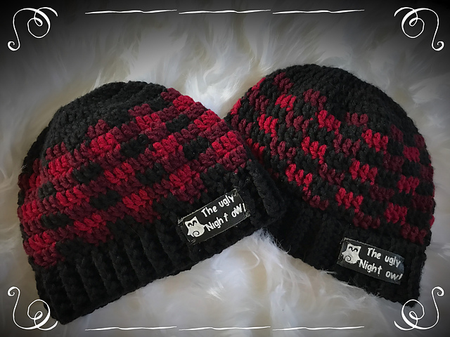 Buffalo plaid messy bun hat