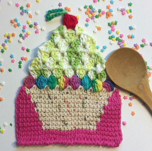 Rainbow Cupcake Dishcloth/Potholder