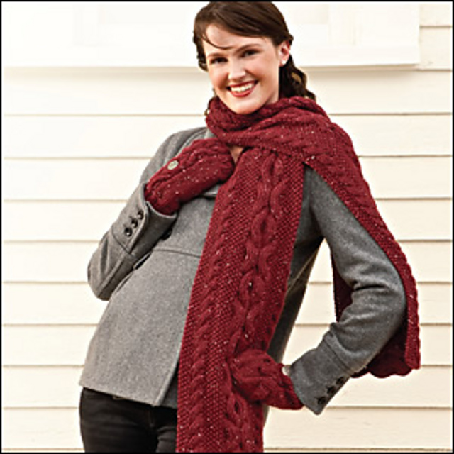 Reversible Scarf & Matching Mittens: Scarf