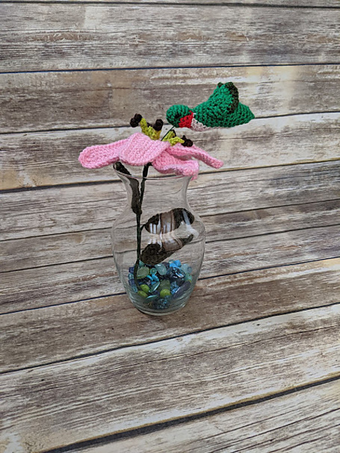 lily flower and hummingbird