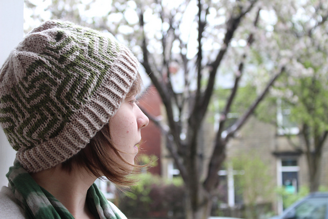 Green Geometric Spiral Hat