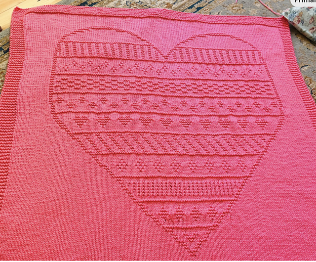 Giant Textured Heart Blanket