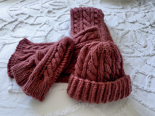 Rustic Scarf, Beanie and Mitten Combo