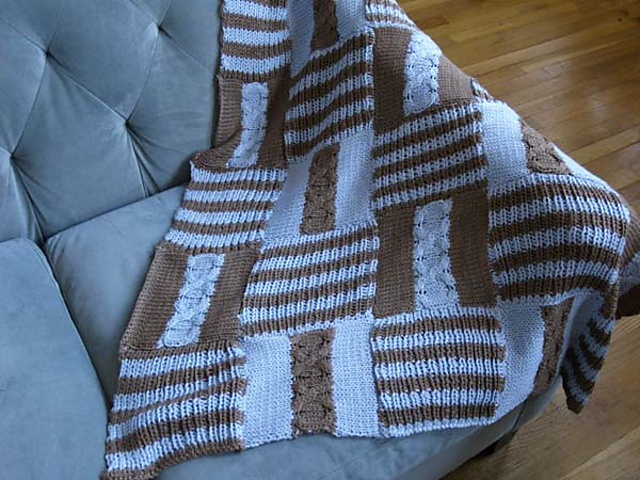 Cable & Rib Checkerboard Baby Blanket #312