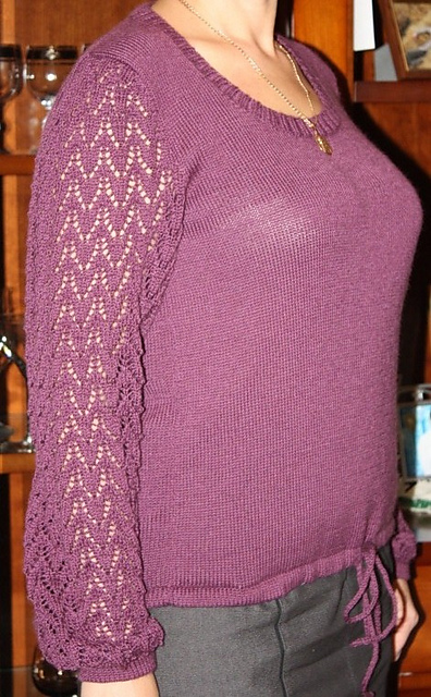 1838 Damenpullover mit Lochmuster&auml;rmeln