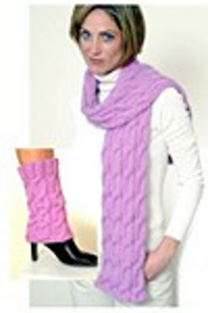 Women's Cabled Scarf and Leg Warmers IN85