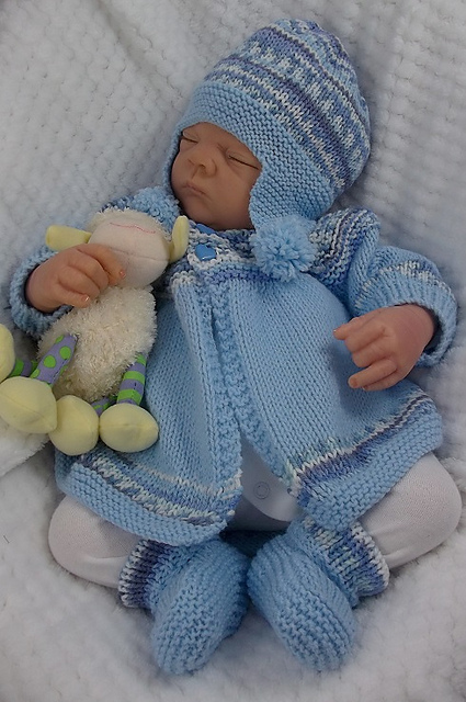 57 Matinee Style Cardigan, Hat & Booties