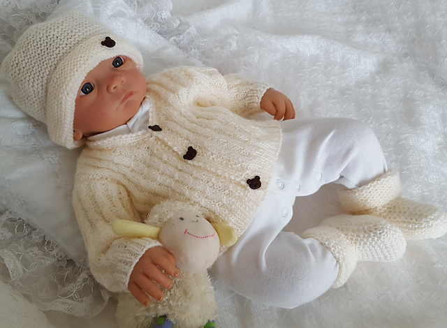 Lucas Baby Cardigan Hat & Booties