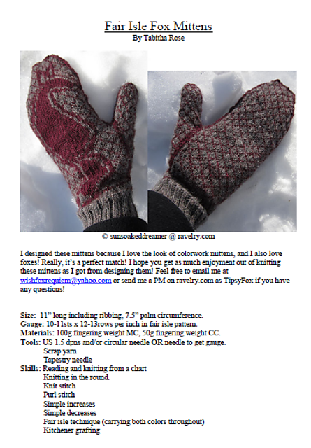 Fair Isle Fox Mittens
