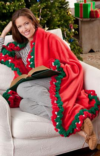 Holiday-Edged Fleece Throw
