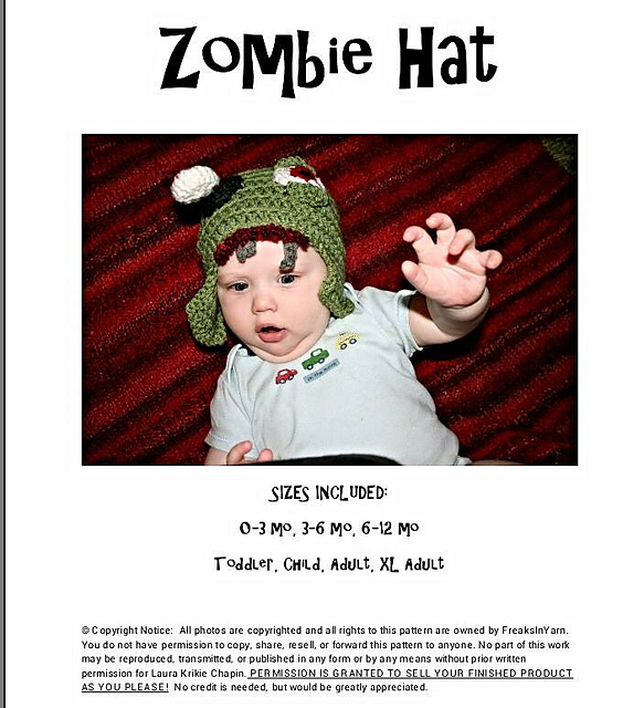 Zombie Hat - all sizes