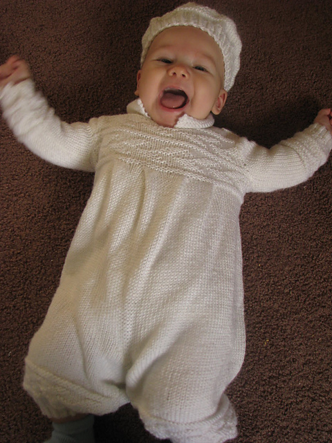 Boy's Christening Romper, Tam, Booties