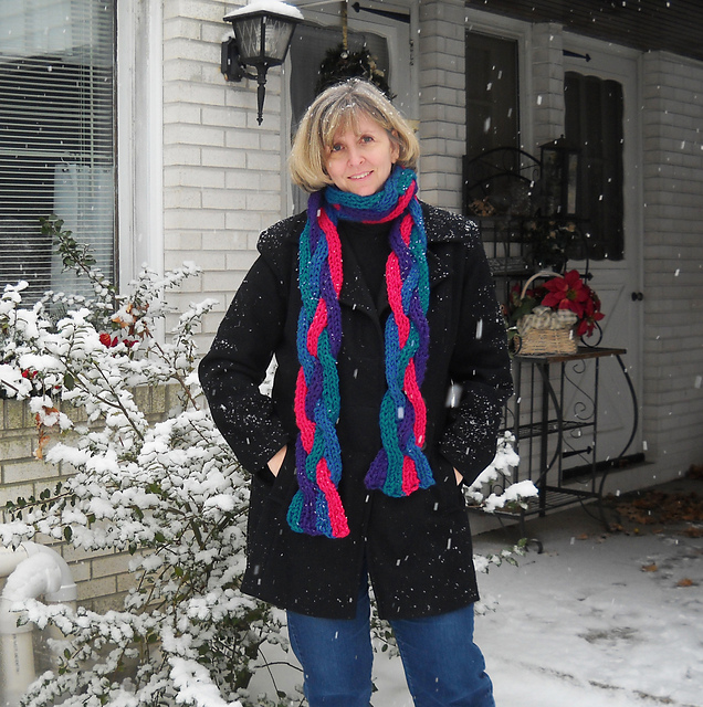 Four Color Braided Reversible Scarf