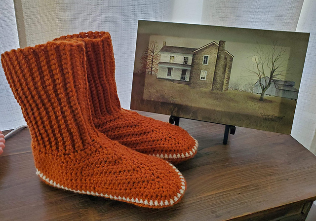 Adult Slipper Boots Worked Flat