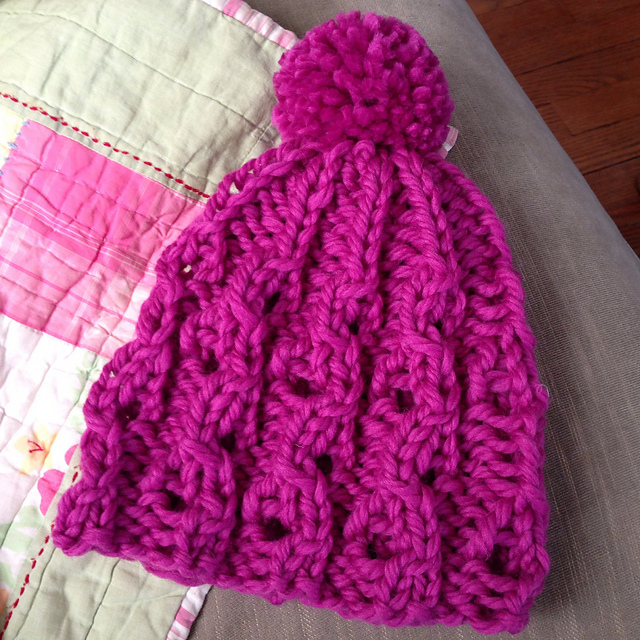Rib Lace Pompom Hat