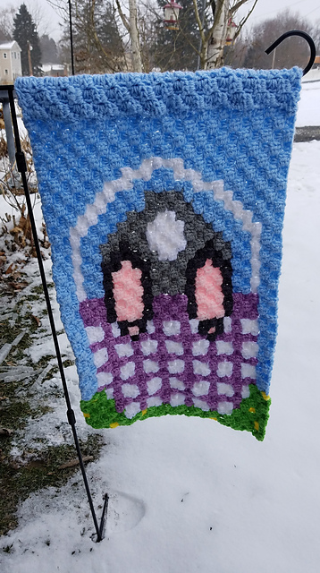 Bunny Basket c2c Garden Flag