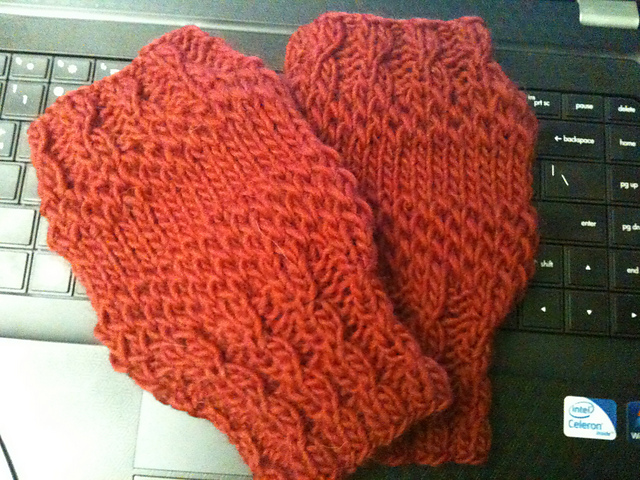 Red Hot Baby Cable Mitts