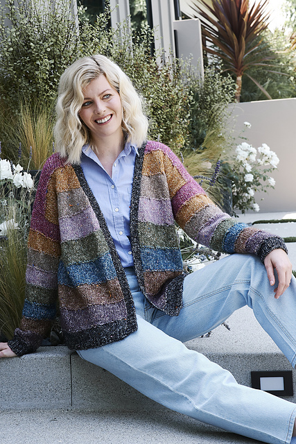 6900-A Vibe Twisted Stripe Classic Cardigan