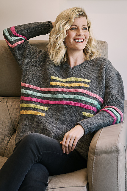 6900-D Soffio Broken Stripe V Pullover