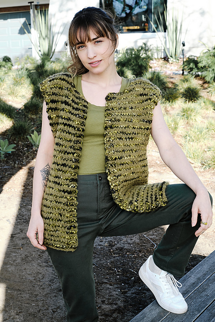 #7000-V Royal Alpaca & Popcorn Striped Vest