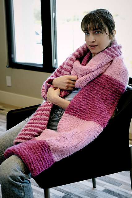 #7001-J Royal Alpaca Box & Stripe Scarf/Wrap
