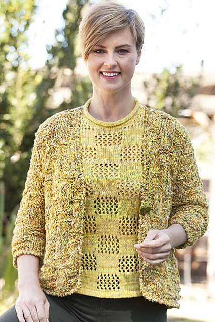 5201F Boxed Cardigan & Eyelet Shell