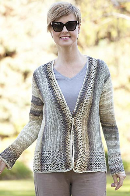 5201J Sideways Eyelet Edged Cardigan