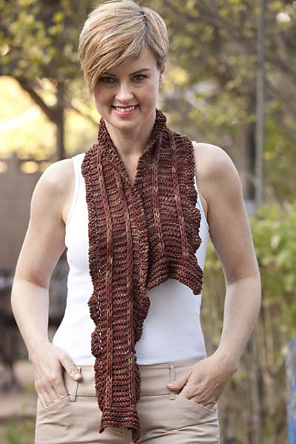 5202J Slipped Stitch Garter Ruffle Scarf