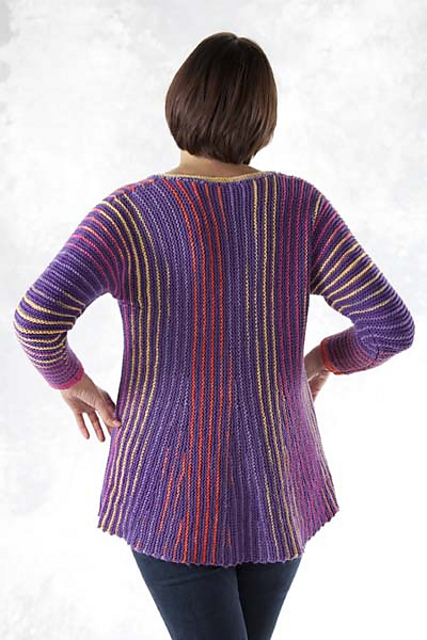 5405Q Sideways Swing Striped Cardi